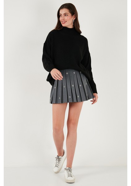 Premium Oversize Fit Balıkçı Yaka Yumuşak Dokulu Triko Kazak Bayan Kazak 680KZ00469 modelleri