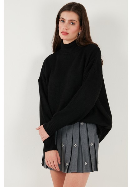 Premium Oversize Fit Balıkçı Yaka Yumuşak Dokulu Triko Kazak Bayan Kazak 680KZ00469