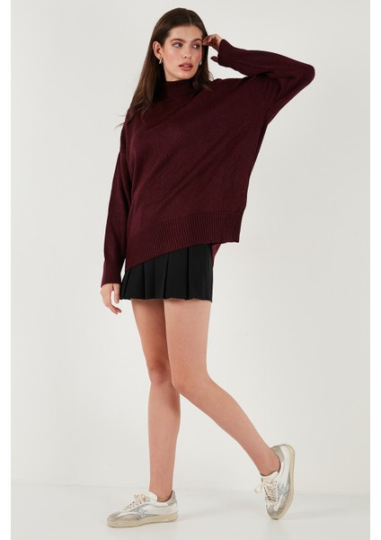 Premium Oversize Fit Balıkçı Yaka Yumuşak Dokulu Triko Kazak Bayan Kazak 680KZ00469 modelleri