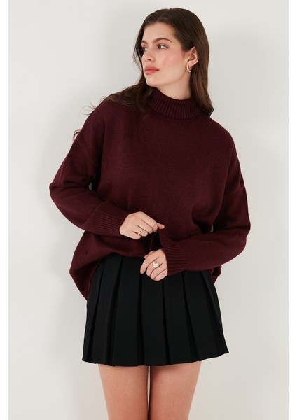 Premium Oversize Fit Balıkçı Yaka Yumuşak Dokulu Triko Kazak Bayan Kazak 680KZ00469