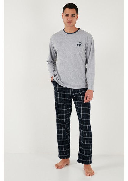 Pamuklu Regular Fit Bisiklet Yaka Ekoseli Pijama Takımı Erkek Pijama Takımı 6574001 fırsatları