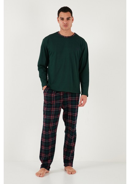 Pamuklu Regular Fit Bisiklet Yaka Ekoseli Pijama Takımı Erkek Pijama Takımı 6574001 fırsatları