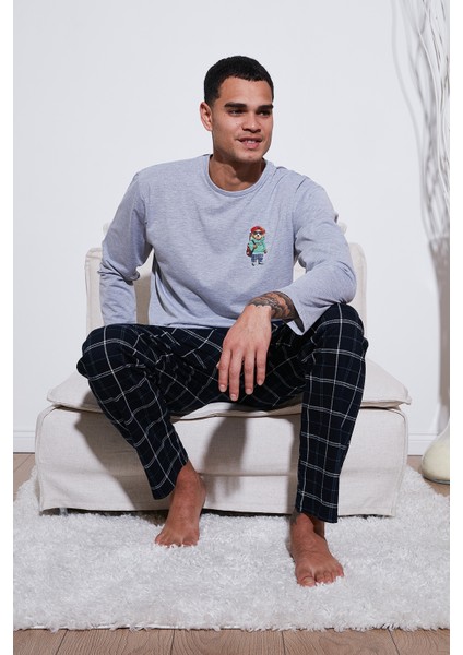 Ekoseli Regular Fit Yüksek Bel Cepli Bisiklet Yaka Pijama Takımı Erkek Pijama Takımı 6574002 fiyatları