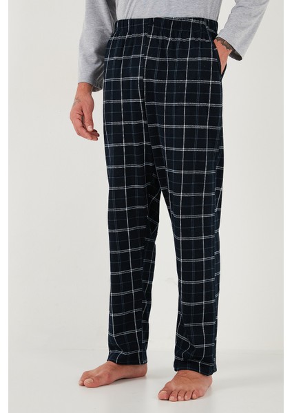 Ekoseli Regular Fit Yüksek Bel Cepli Bisiklet Yaka Pijama Takımı Erkek Pijama Takımı 6574002