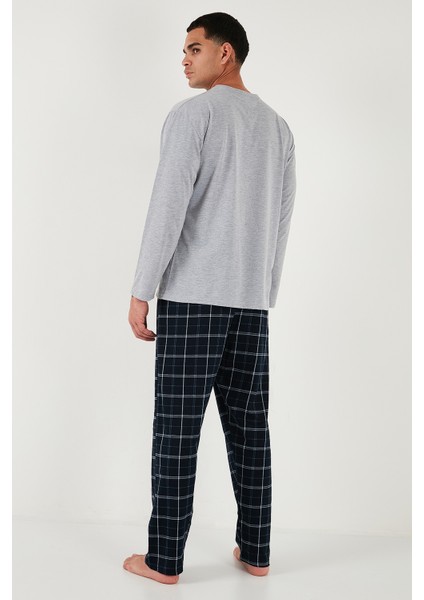 Ekoseli Regular Fit Yüksek Bel Cepli Bisiklet Yaka Pijama Takımı Erkek Pijama Takımı 6574002