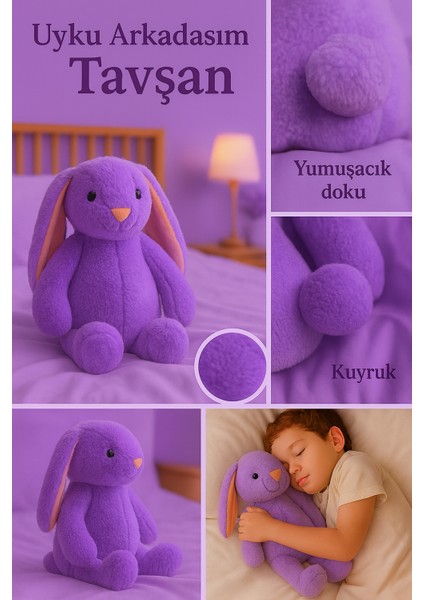 Uzun Kulaklı Yumuşak Tavşan Peluş Oyuncak – Uyku Arkadaşı - Yumuşak, Uzun Kulaklı, Mor modelleri