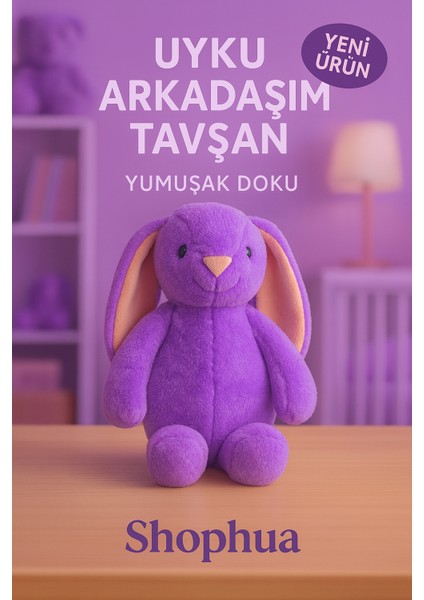 Uzun Kulaklı Yumuşak Tavşan Peluş Oyuncak – Uyku Arkadaşı - Yumuşak, Uzun Kulaklı, Mor fırsatları