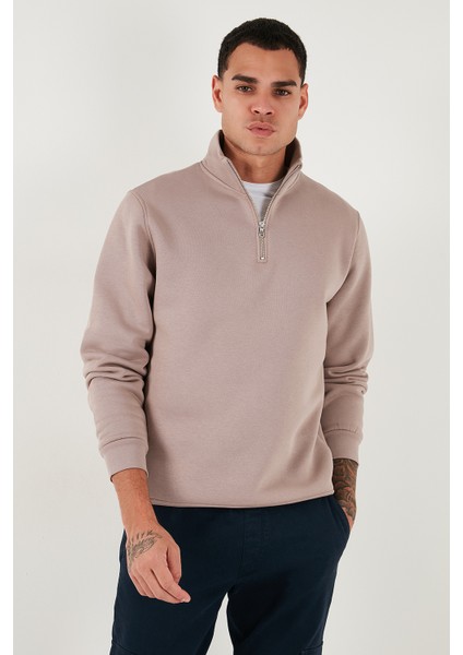 Pamuklu Regular Fit Yarım Fermuarlı Dik Yaka Sweat Erkek Sweat 59052592 fiyatları