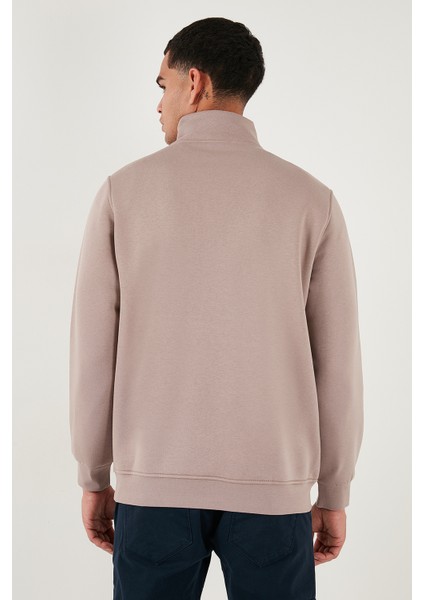 Pamuklu Regular Fit Yarım Fermuarlı Dik Yaka Sweat Erkek Sweat 59052592