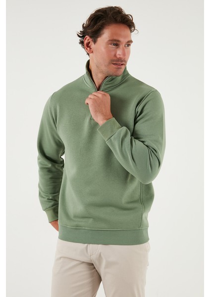 Pamuklu Regular Fit Yarım Fermuarlı Dik Yaka Sweat Erkek Sweat 59052592 fiyatları