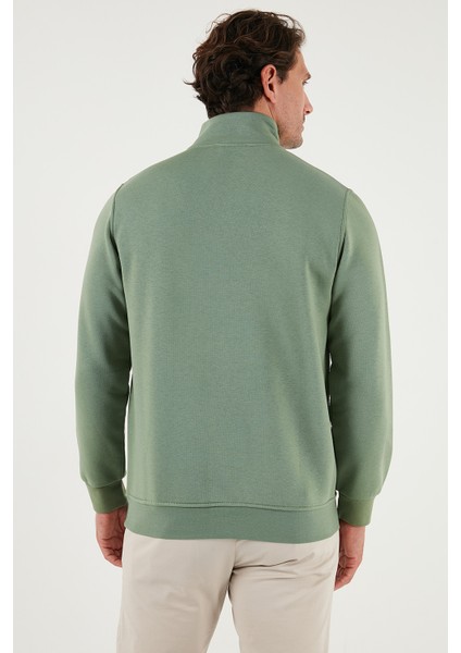Pamuklu Regular Fit Yarım Fermuarlı Dik Yaka Sweat Erkek Sweat 59052592