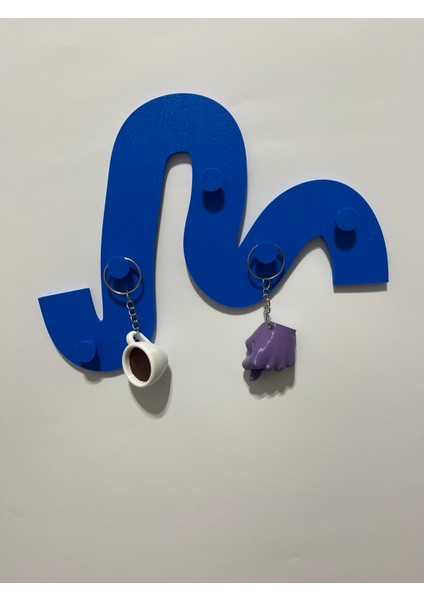 Dekoratif Dalga Formlu Asimetrik Anahtar Askısı 1 Adet (5 Anahtar Kapasiteli) Duvar Dekoru 24X18 cm - Mini Havlu Askısı fiyatları