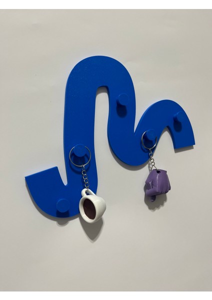 Dekoratif Dalga Formlu Asimetrik Anahtar Askısı 1 Adet (5 Anahtar Kapasiteli) Duvar Dekoru 24X18 cm - Mini Havlu Askısı modelleri