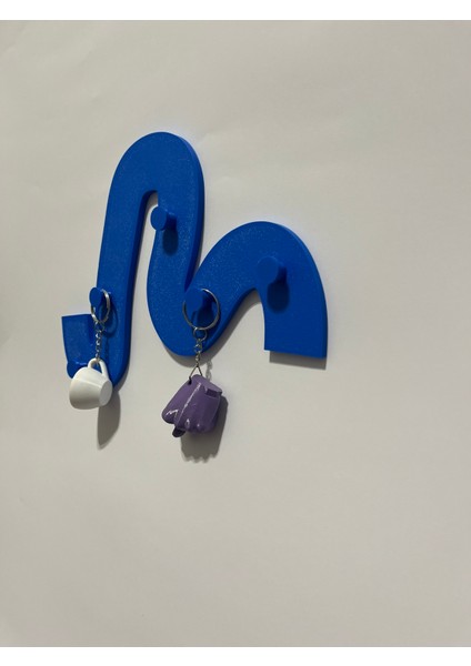 Dekoratif Dalga Formlu Asimetrik Anahtar Askısı 1 Adet (5 Anahtar Kapasiteli) Duvar Dekoru 24X18 cm - Mini Havlu Askısı fırsatları