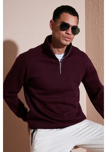 Pamuklu Regular Fit Yarım Fermuarlı Dik Yaka Sweat Erkek Sweat 59052592 fiyatları
