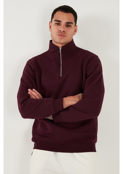 Pamuklu Regular Fit Yarım Fermuarlı Dik Yaka Sweat Erkek Sweat 59052592 modelleri
