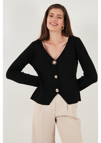 Premium Regular Fit V Yaka Düğmeli Triko Hırka Bayan Hırka 680HI00121 fiyatları