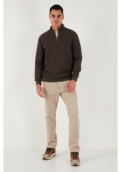 Pamuklu Regular Fit Yarım Fermuarlı Dik Yaka Sweat Erkek Sweat 5905716 fiyatları