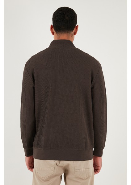 Pamuklu Regular Fit Yarım Fermuarlı Dik Yaka Sweat Erkek Sweat 5905716