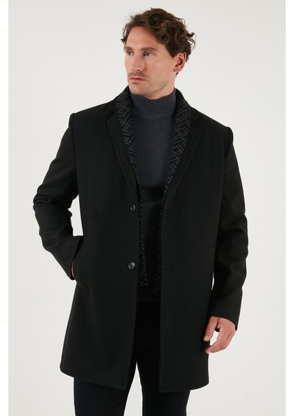 Yırtmaçlı Slim Fit Mono Yaka Kaşe Kaban Erkek Kaban 58400589