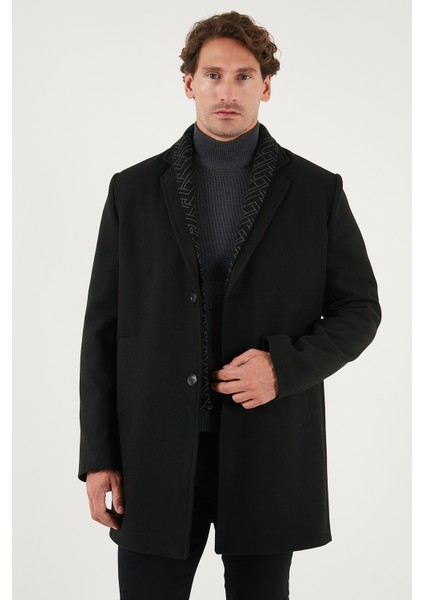 Yırtmaçlı Slim Fit Mono Yaka Kaşe Kaban Erkek Kaban 58400589 modelleri