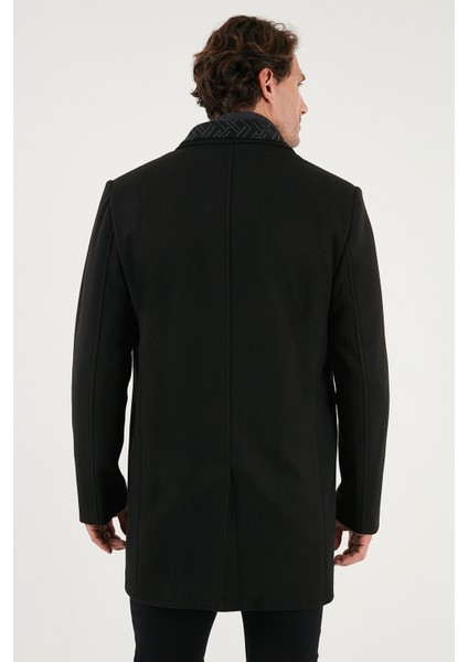 Yırtmaçlı Slim Fit Mono Yaka Kaşe Kaban Erkek Kaban 58400589