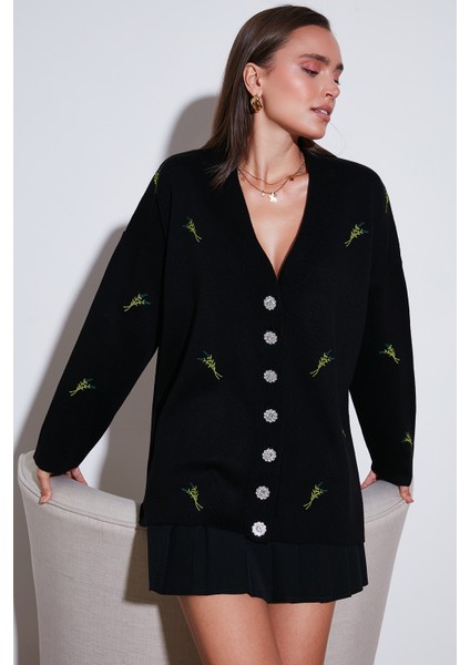 Oversize Fit Desenli V Yaka Triko Hırka Bayan Hırka 4616193 fiyatları