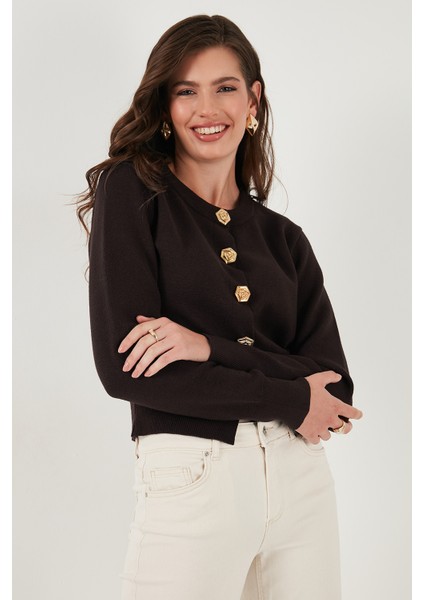 Premium Regular Fit Yuvarlak Yaka Crop Triko Hırka Bayan Hırka 680HI00110 modelleri