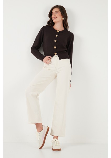 Premium Regular Fit Yuvarlak Yaka Crop Triko Hırka Bayan Hırka 680HI00110 fırsatları