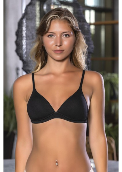 - Günlük Kullanıma Uygun Pamuklu Üçgen Sütyen Siyah (MGP1960)