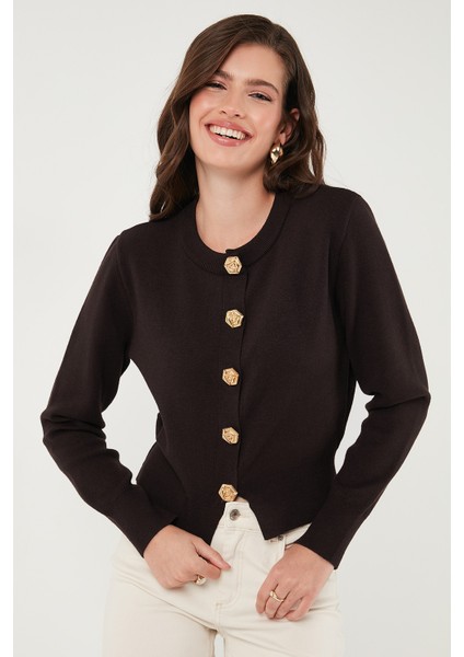 Premium Regular Fit Yuvarlak Yaka Crop Triko Hırka Bayan Hırka 680HI00110