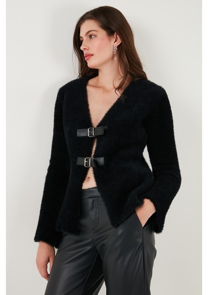 Premium Regular Fit V Yaka Çift Kemerli Peluş Hırka Bayan Hırka 680HI00112 fiyatları