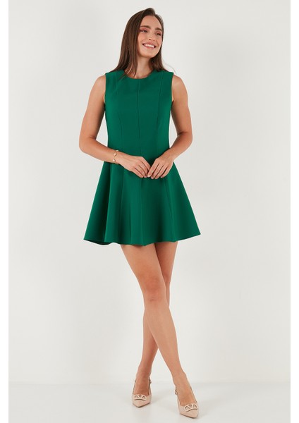 Regular Fit Bisiklet Yaka Volanlı Mini Boy Elbise Bayan Elbise 6525647 fiyatları