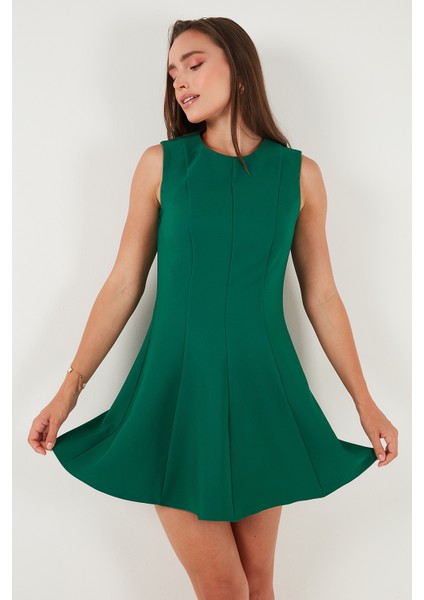 Regular Fit Bisiklet Yaka Volanlı Mini Boy Elbise Bayan Elbise 6525647 modelleri