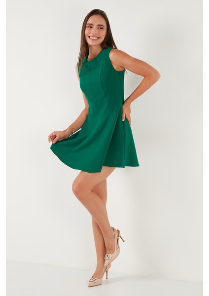 Regular Fit Bisiklet Yaka Volanlı Mini Boy Elbise Bayan Elbise 6525647 indirimleri