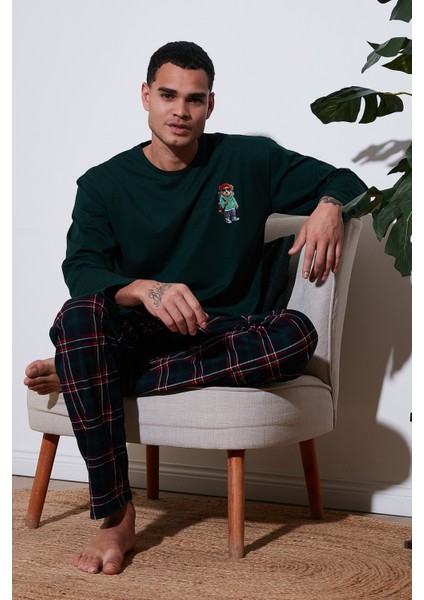 Ekoseli Regular Fit Yüksek Bel Cepli Bisiklet Yaka Pijama Takımı Erkek Pijama Takımı 6574002 fiyatları
