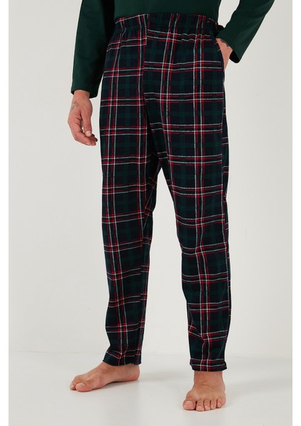 Ekoseli Regular Fit Yüksek Bel Cepli Bisiklet Yaka Pijama Takımı Erkek Pijama Takımı 6574002