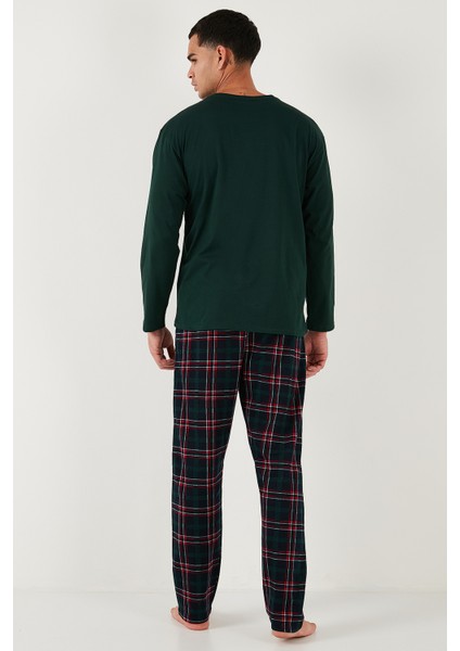 Ekoseli Regular Fit Yüksek Bel Cepli Bisiklet Yaka Pijama Takımı Erkek Pijama Takımı 6574002