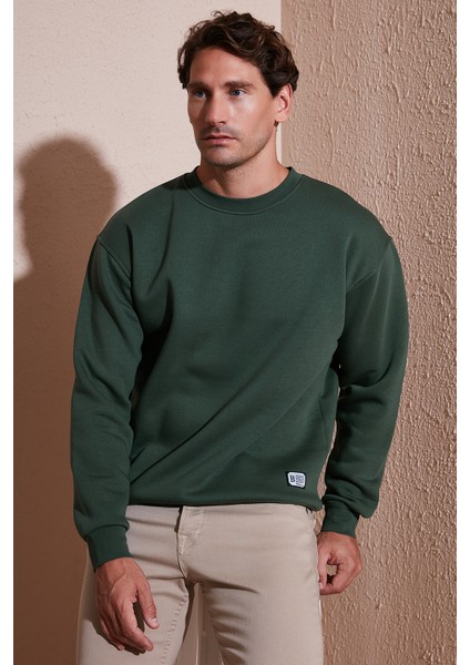 Regular Fit Bisiklet Yaka Pamuklu Içi Tüylü Yumuşak Şardonlu Sweat Erkek Sweat 5905255