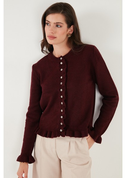 Premium Pile Detaylı Regular Fit Yuvarlak Yaka Triko Hırka Bayan Hırka 680HI00038 fiyatları