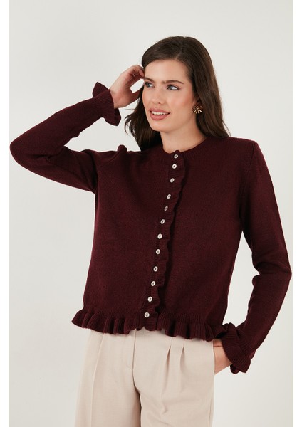 Premium Pile Detaylı Regular Fit Yuvarlak Yaka Triko Hırka Bayan Hırka 680HI00038 fırsatları