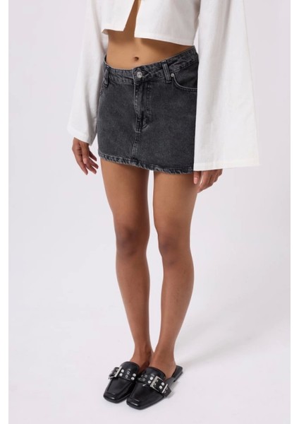 Asimetrik Bel Denim Mini Etek Modası fiyatları