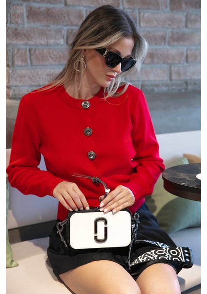 Premium Regular Fit Yuvarlak Yaka Crop Triko Hırka Bayan Hırka 680HI00110