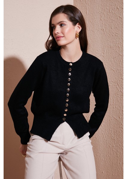 Premium Comfort Fit Yuvarlak Yaka Crop Triko Hırka Bayan Hırka 680HI00164 fırsatları