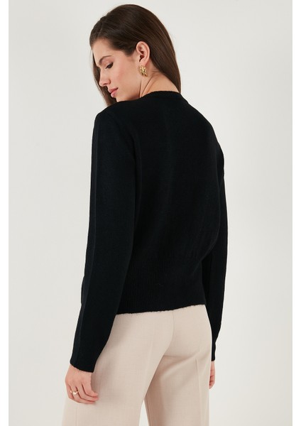 Premium Comfort Fit Yuvarlak Yaka Crop Triko Hırka Bayan Hırka 680HI00164