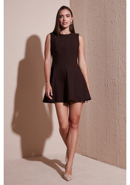 Regular Fit Bisiklet Yaka Volanlı Mini Boy Elbise Bayan Elbise 6525647 fiyatları