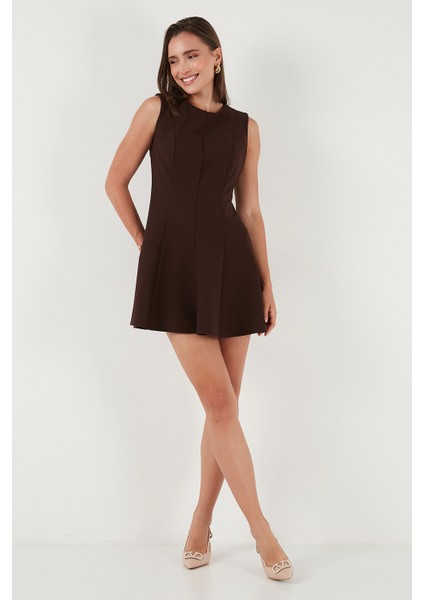 Regular Fit Bisiklet Yaka Volanlı Mini Boy Elbise Bayan Elbise 6525647 indirimleri