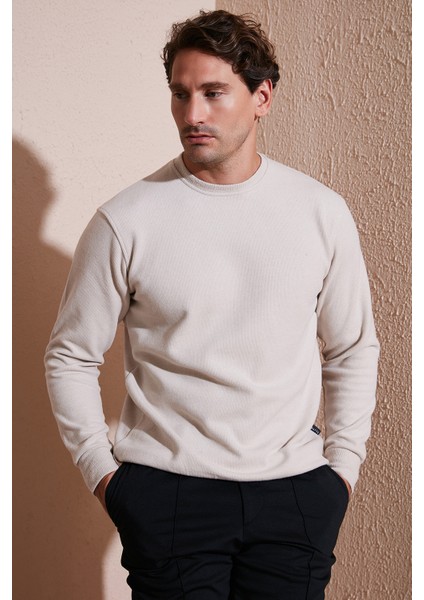 Slim Fit Bisiklet Yaka Pamuklu Kazak Erkek Kazak 456201