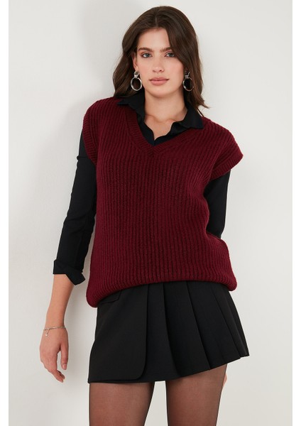 V Yaka Örme Triko Süveter Bayan Süveter 4616105Y fiyatları