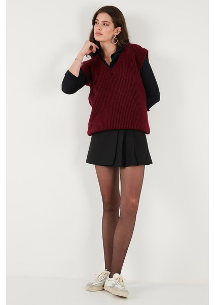 V Yaka Örme Triko Süveter Bayan Süveter 4616105Y modelleri